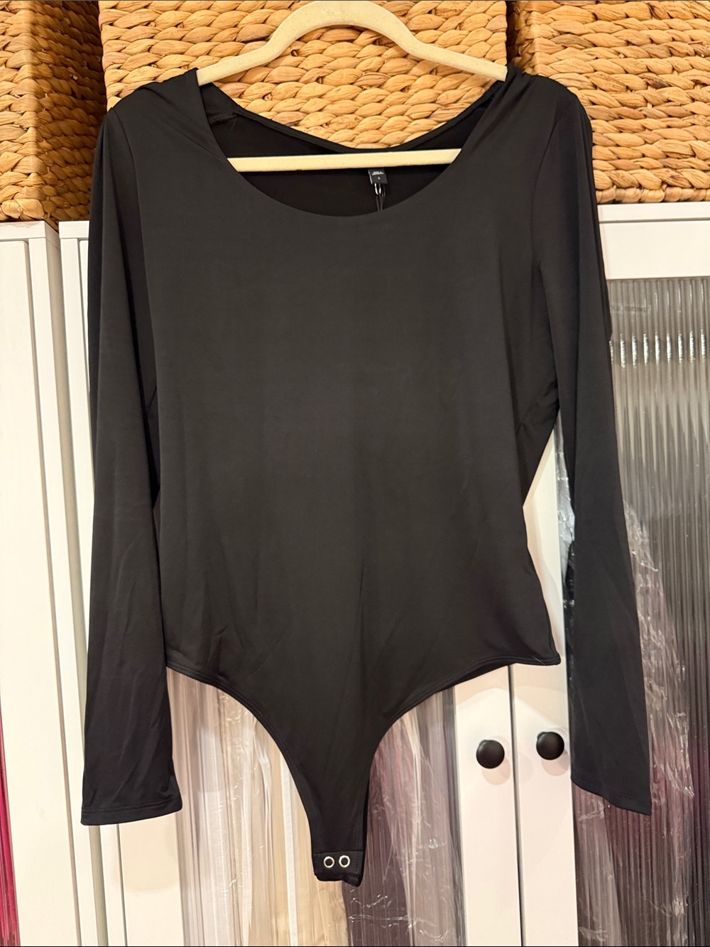 Express Black Long Sleeve Scoop Neck Bodysuit